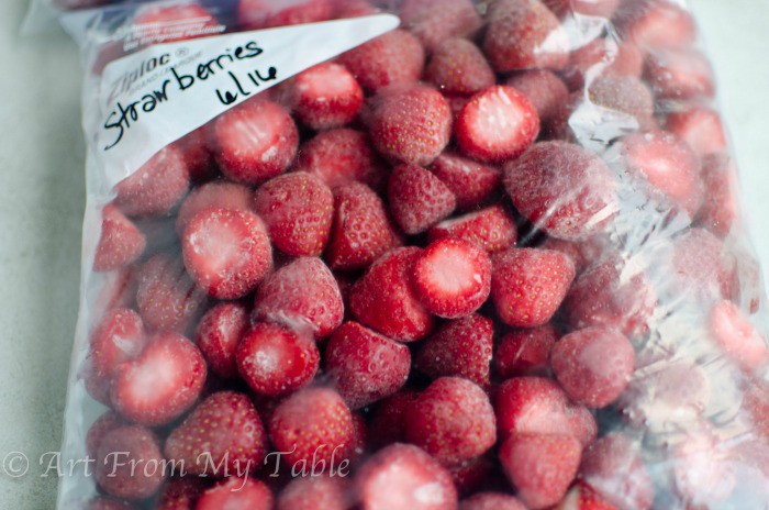 Bag of frozen strawberries