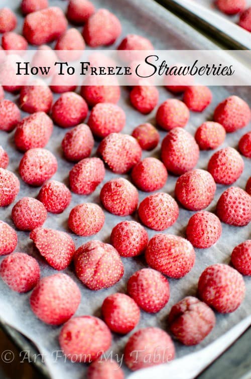 tray of frozen strawberries