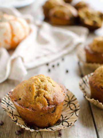 Healthy Pumpkin Chocolate Chip Muffins | Art From My Table