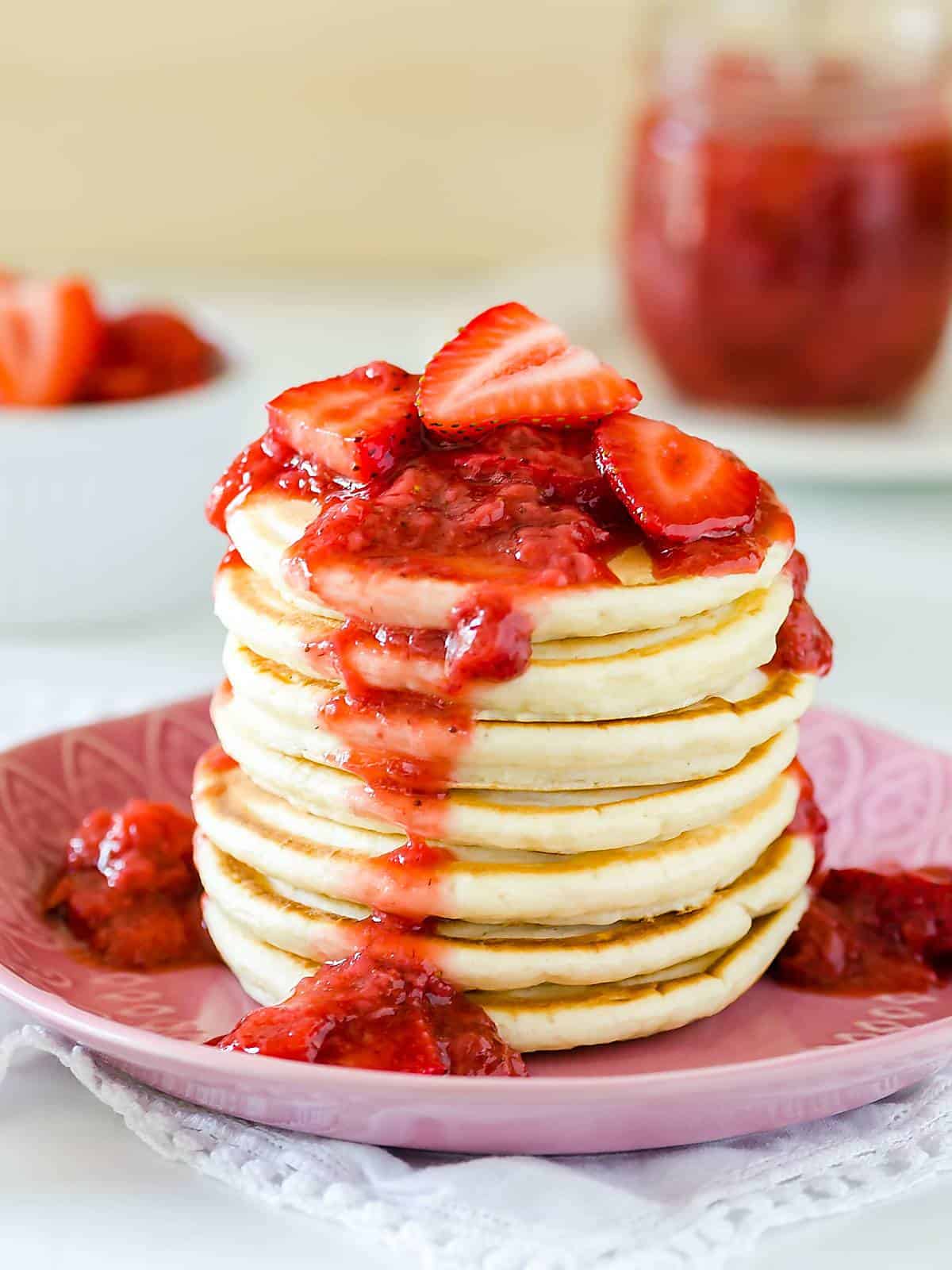 Strawberry Cheesecake Pancakes ~ Delicious | Easy | Healthier