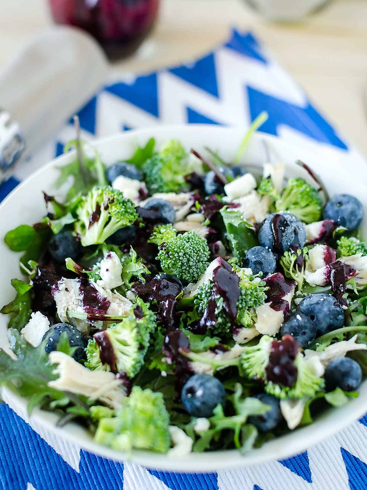 easy broccoli salad recipe with blueberry vinaigrette