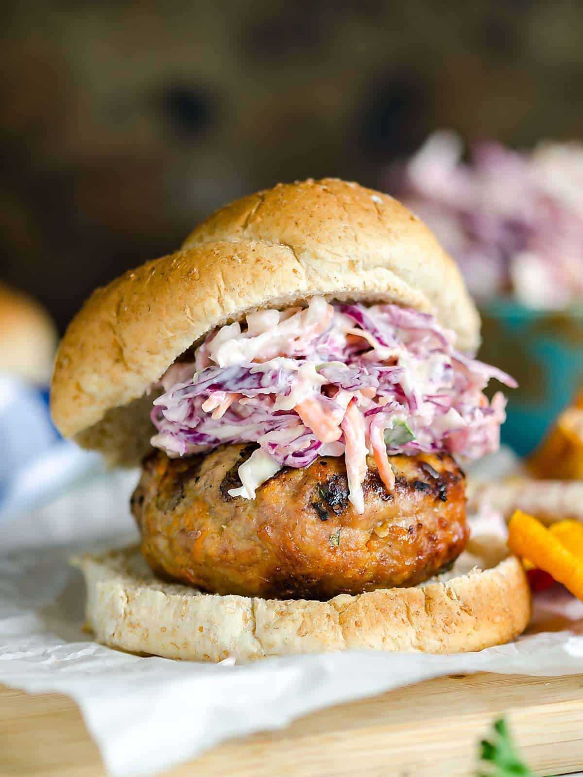 Asian Style Turkey Burgers with Homemade Cole Slaw ~ Best Grilling Tips
