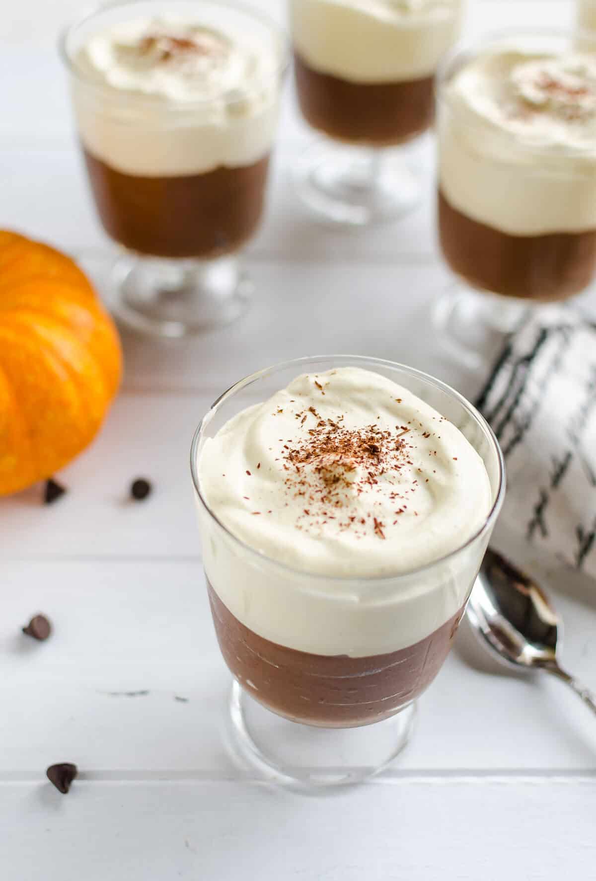 The Best Quick Easy Chocolate Mousse with Pumpkin Whipped Cream