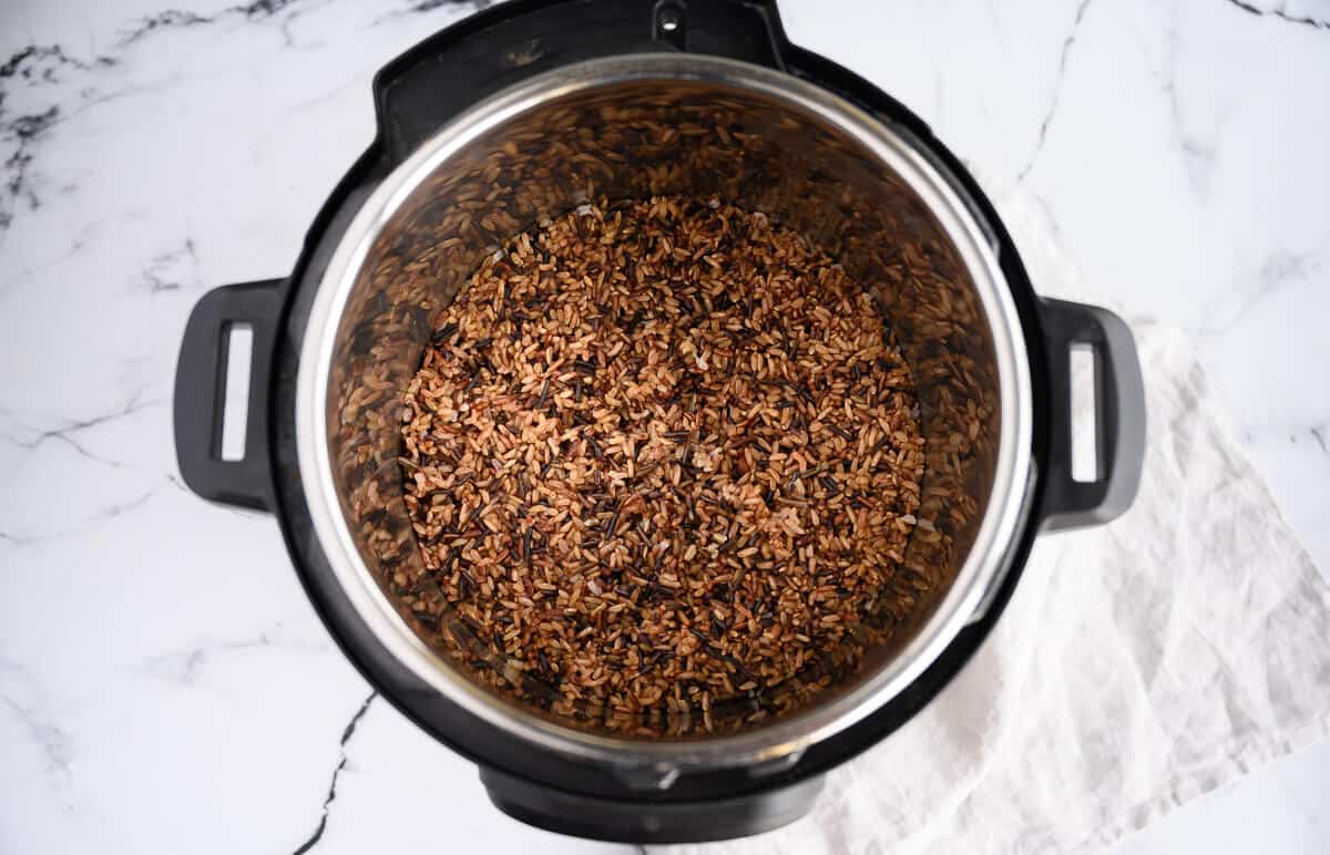 cooked wild rice in an electric pressure cooker.