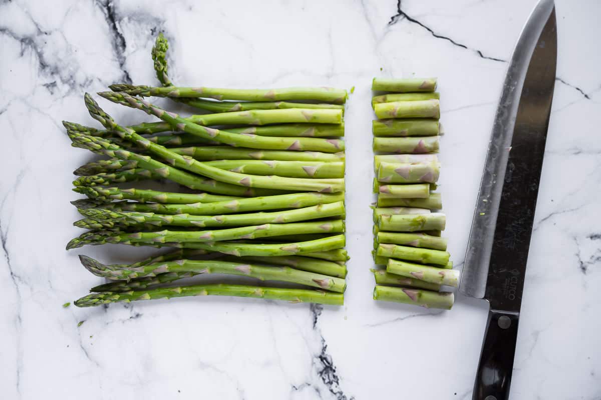 raw asparagus with tough ends cut off