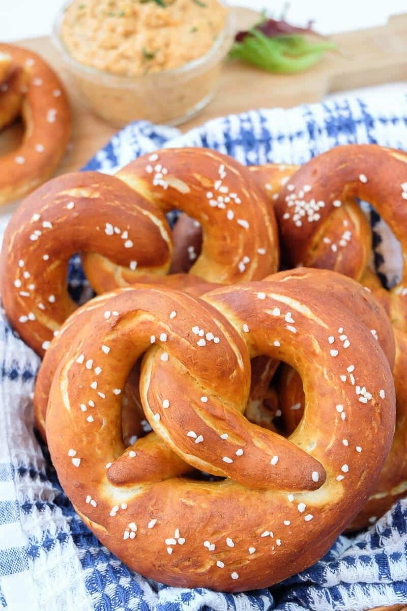 plate of German soft pretzels