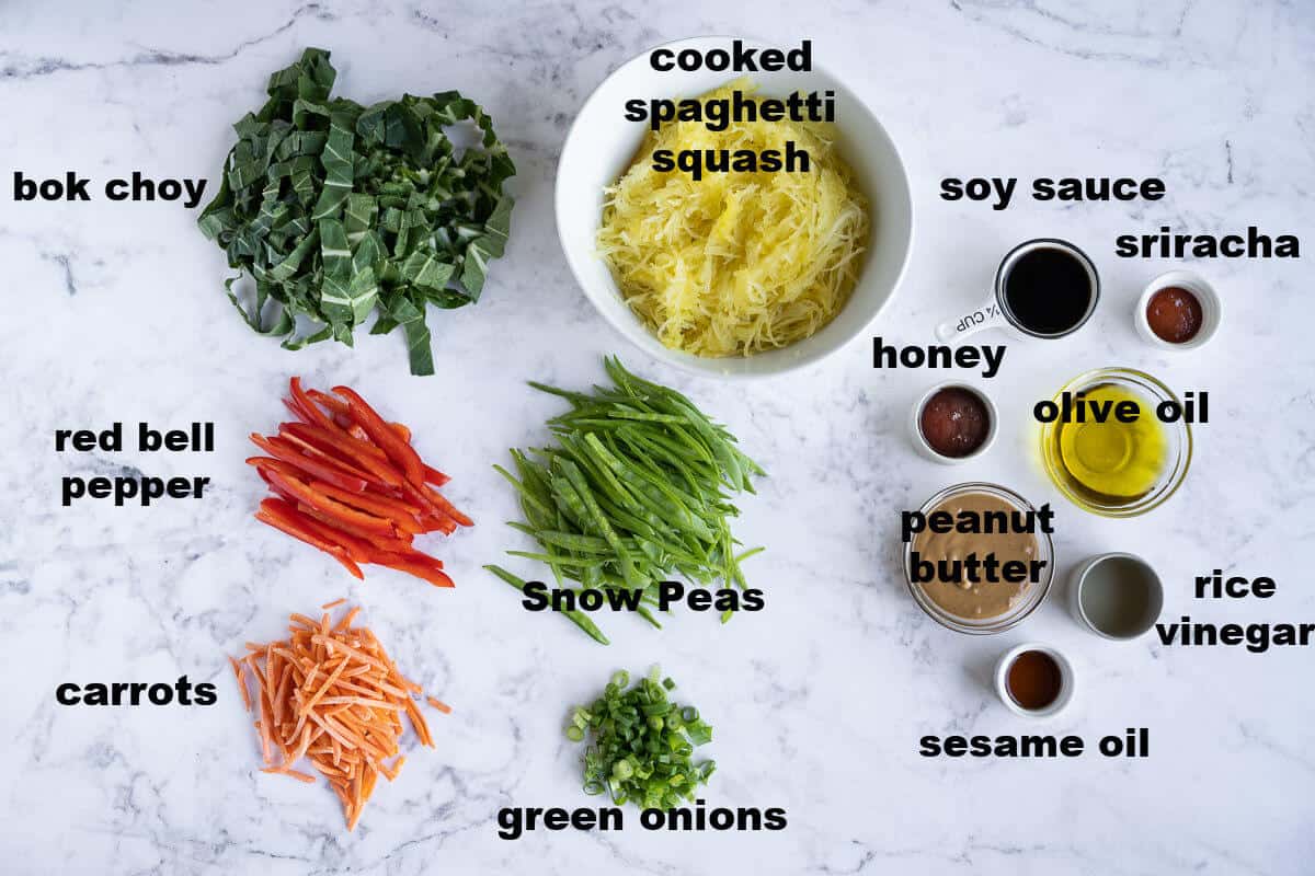 ingredients to make asian style spaghetti squash