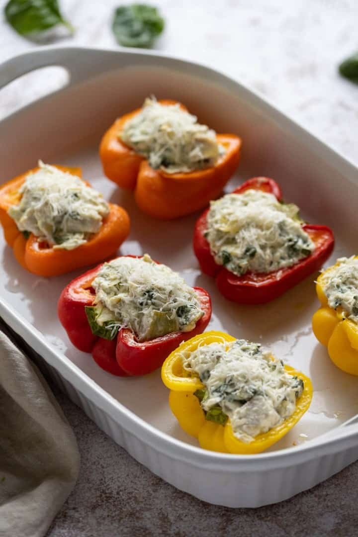 Spinach Artichoke Stuffed Peppers with Chicken - Art From My Table