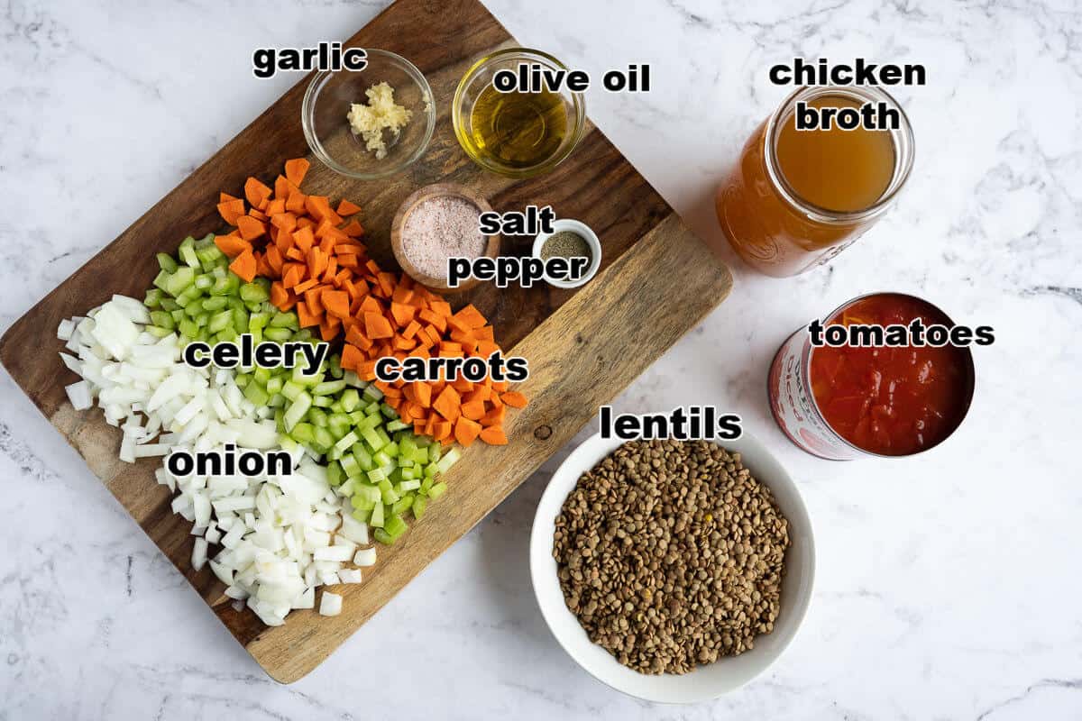Ingredients for lentil soup.