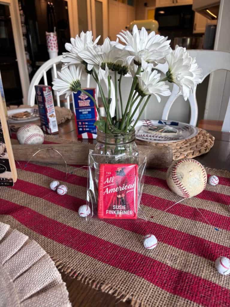 Picture of homemade cookie decorated to look like the cover of the book The All American