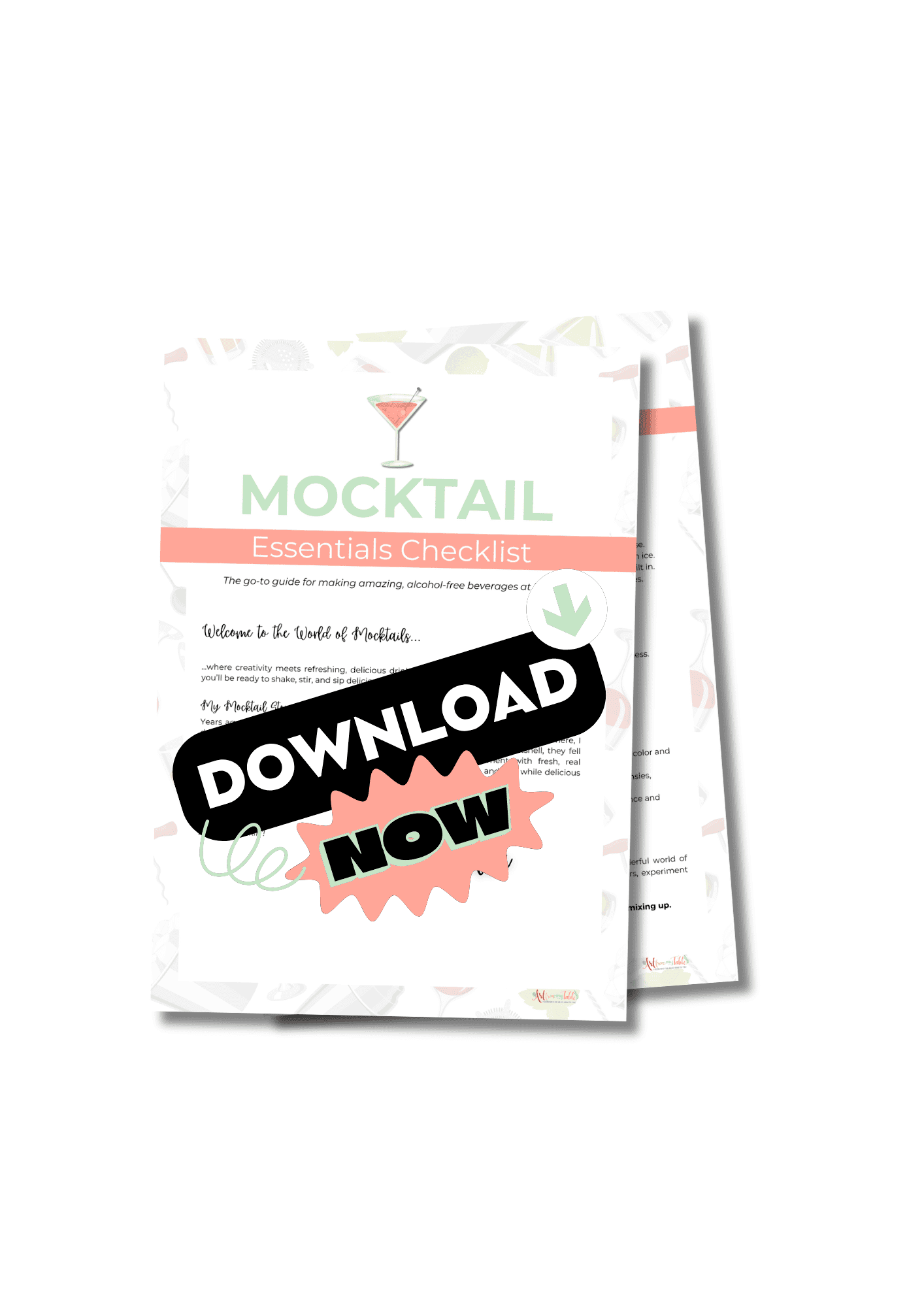 Mock up image of a Mocktail Essentials Check list.